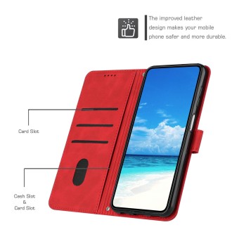 For Realme 10 Pro Skin Feel Heart Embossed Leather Phone Case(Red)