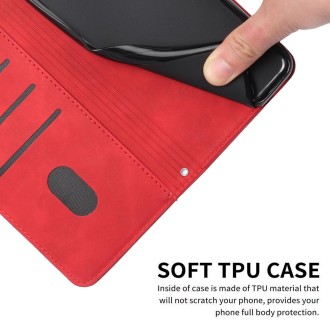 For Realme 10 Pro Skin Feel Heart Embossed Leather Phone Case(Red)