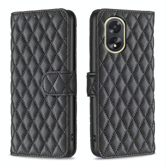 For OPPO A38 4G Diamond Lattice Wallet Flip Leather Phone Case(Black)