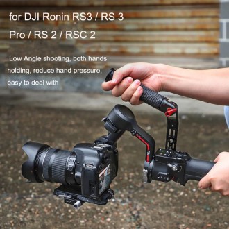 For DJI Ronin RS3 Pro Adjustable Angle Aluminum Alloy Handle Stabilizer(Black)