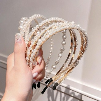 Sweet Pearl Headband Retro Versatile Hair Accessories, Color: 4