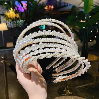 Sweet Pearl Headband Retro Versatile Hair Accessories, Color: 4