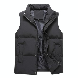 Men Vest Down Cotton Thickened Outerwear Jacket, Size: M(Black)