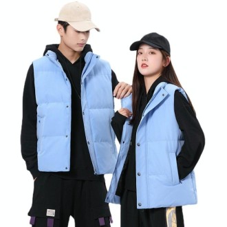 Men Vest Down Cotton Thickened Outerwear Jacket, Size: M(Black)