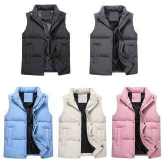 Men Vest Down Cotton Thickened Outerwear Jacket, Size: M(Black)