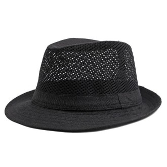 Summer Jazz Hat Mesh Breathable Sunscreen Hat, Size: Average 56-58cm(Black)