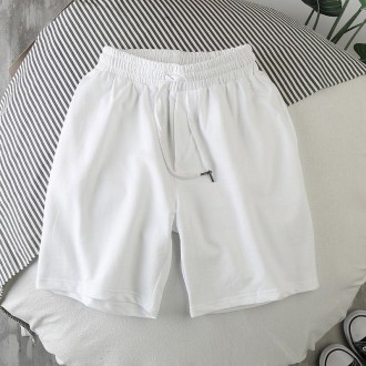 Summer Elastic Band Beach Shorts Men Casual Sports Shorts, Size: L(White)