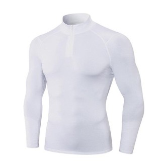 Autumn And Winter Plus Velvet Half Zipper Long-sleeved Slim Fit Sportswear For Men (Color:White Size:XL)