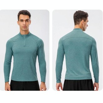 Autumn And Winter Half Zipper Long-sleeved Slim Fit Sportswear For Men (Color:Malachite Green Size:L)