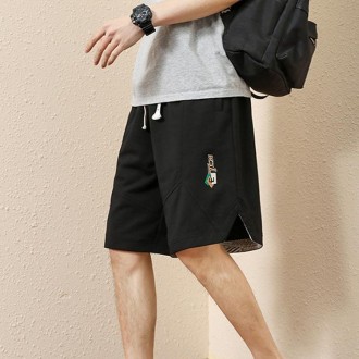 Summer Loose Fitting Youth Retro Sports Casual Shorts, Size:XXXXXXXL(K607-Black)