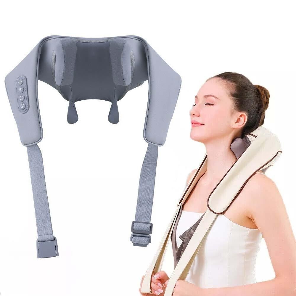 Electric Neck And Shoulder Massager Shiatsu Back Neck Massager With Heat(Gray)