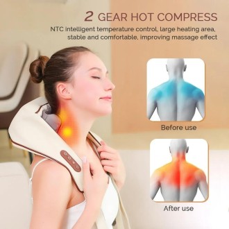 Electric Neck And Shoulder Massager Shiatsu Back Neck Massager With Heat(Gray)