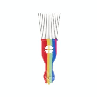 Printed Steel Pin Pick Hair Comb Retro Oil Head Style Comb, Color Classification: Rainbow K2