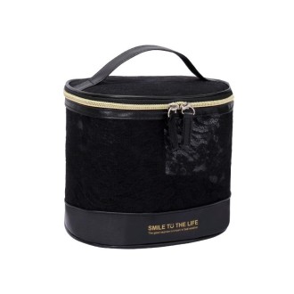 Large Capacity Cosmetic Tools Storage Bag, Spec: Cylindrical (Black)