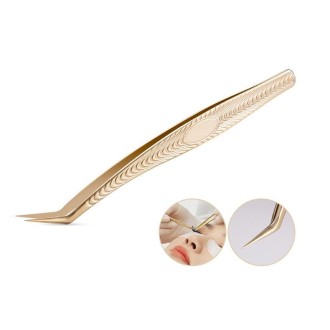 Eyelash Clip Eyelash Tweezers High Precision Eyelash Extension Tool(Golden Feather Clip)