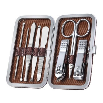 Stainless Steel Nail Trimming Grooming Set(Dark Brown)