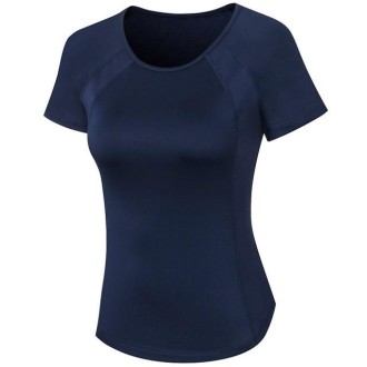 Tight Round Neck Sports Short Sleeve T-shirt For Ladies (Color:Navy Blue Size:M)