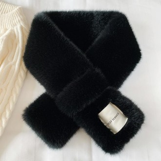 80cm Winter Thickened Warm Imitation Rabbit Fur Fake Collar(Black)