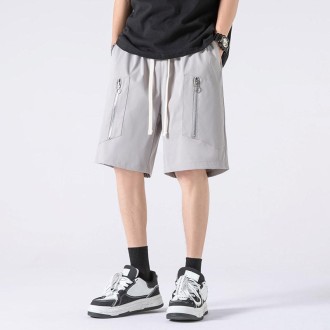 Men Summer Work Loose Fitting Sports Shorts, Size:XL(K23215-Grey)