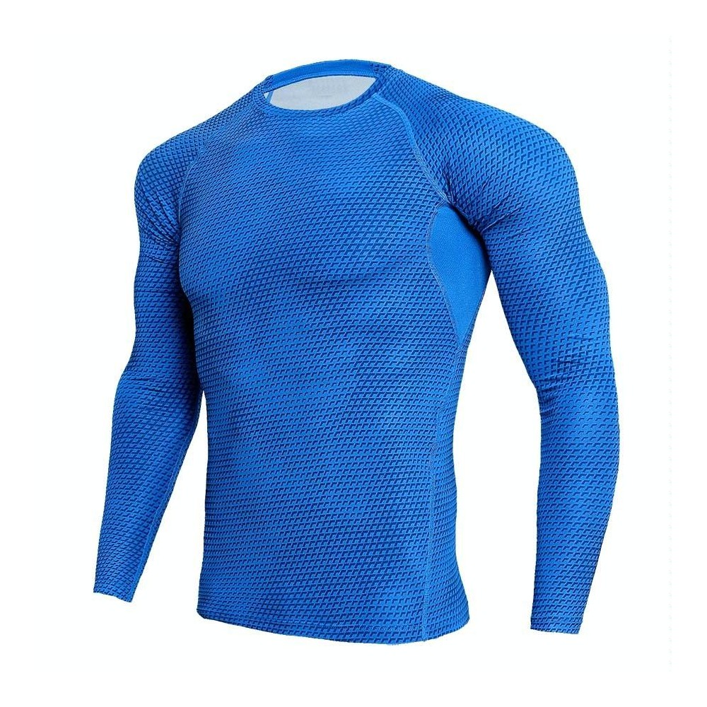 Mens Tight Athletic Long Sleeve Snake Pattern Stretch Quick Dry Training Shirt, Size: S(Blue)