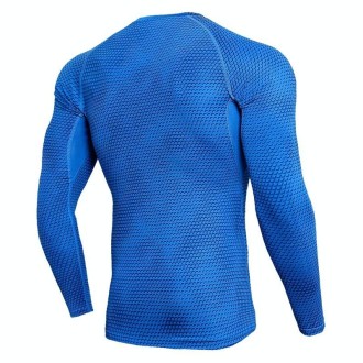 Mens Tight Athletic Long Sleeve Snake Pattern Stretch Quick Dry Training Shirt, Size: S(Blue)