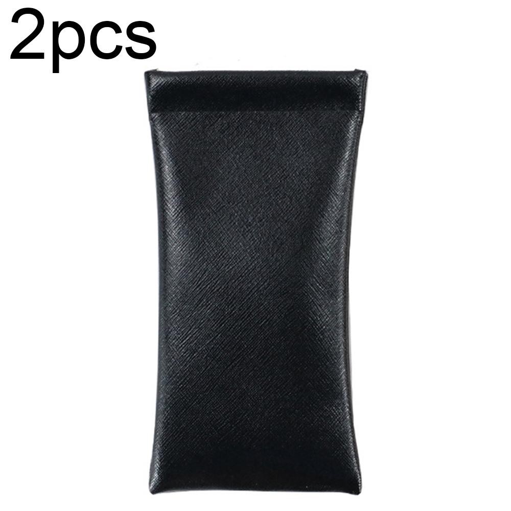 D8649-240 2pcs PU Leather Bullet Portable Waterproof Glasses Storage Bag, Color: Cross Black