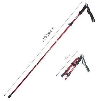 TANERDD TR-D0001 Trekking Poles Aluminum Alloy Folding Outdoor Handrails Trekking Walking Sticks(Long Model (Red))