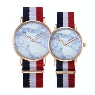 CAGARNY 6812 Round Dial Alloy Gold Case Fashion Couple Watch Men & Women Lover Quartz Watches with Nylon Band