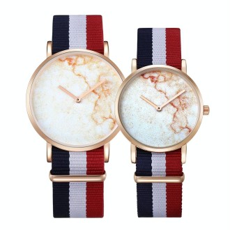 CAGARNY 6812 Round Dial Alloy Gold Case Fashion Couple Watch Men & Women Lover Quartz Watches with Nylon Band