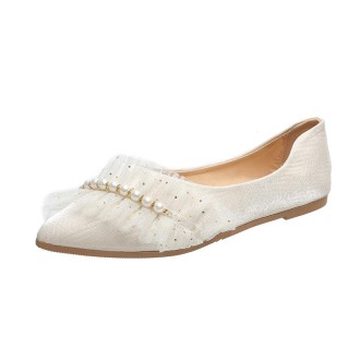 Gentle Style Soft-soled Flat Shoes Shallow Mouth Peas Shoes, Size: 38(Beige)