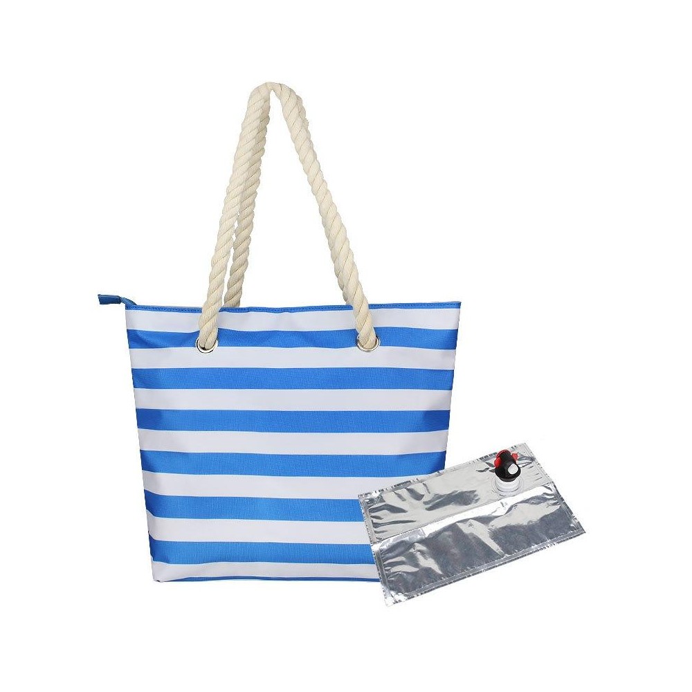 Beach Picnic Portable Wine Insulation Bag(Blue+Liner Bag)