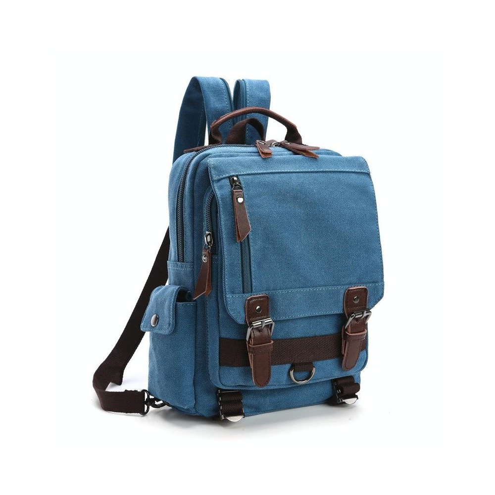 Outdoor Travel Messenger Canvas Chest Bag, Color: Blue Backpack