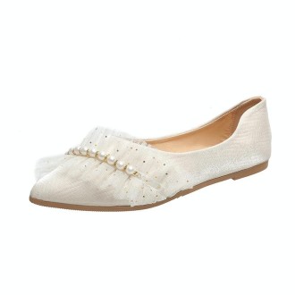 Gentle Style Soft-soled Flat Shoes Shallow Mouth Peas Shoes, Size: 39(Beige)