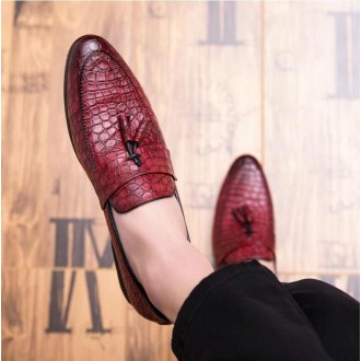 Men Comfortable Gentleman Business Fashion Pointed Dress Men Shoes, Size:45(Red)