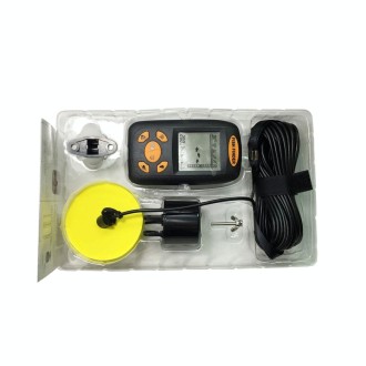 Portable Ultrasonic Fish Finder, Water Depth & Temperature Fishfinder with Wired Sonar Sensor Transducer and LCD Display