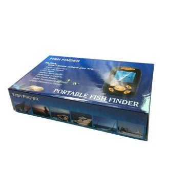 Portable Ultrasonic Fish Finder, Water Depth & Temperature Fishfinder with Wired Sonar Sensor Transducer and LCD Display