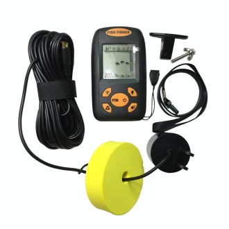 Portable Ultrasonic Fish Finder, Water Depth & Temperature Fishfinder with Wired Sonar Sensor Transducer and LCD Display