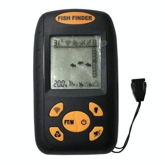 Portable Ultrasonic Fish Finder, Water Depth & Temperature Fishfinder with Wired Sonar Sensor Transducer and LCD Display