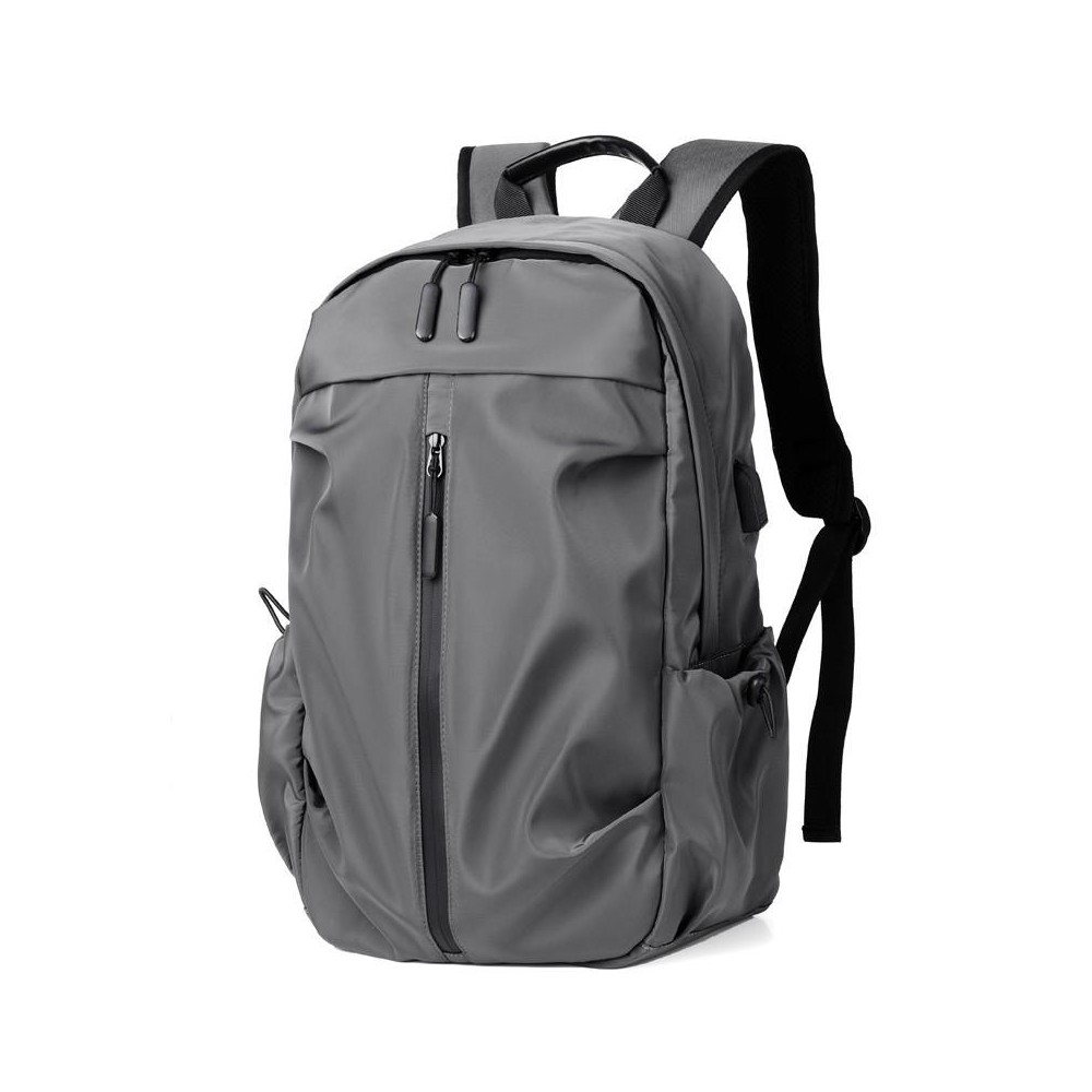 Men Oxford Backpack Business Computer Bag with External USB Port(Light Grey)