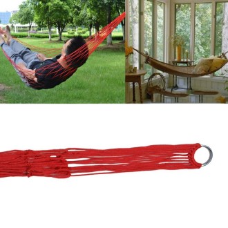 9 Strand Nylon Rope Hammock Portable Camping Leisure Mesh Hammock(Red)