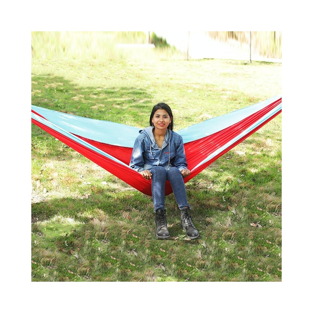 Outdoor Hammock Nylon Parachute Cloth Travel Camping Swing, Style: 3m x 2m (Red+Sky Blue)