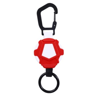 Telescopic High Resilience Steel Wire Rope Metal Anti-theft Buckle(Quick Release Ring Red White)