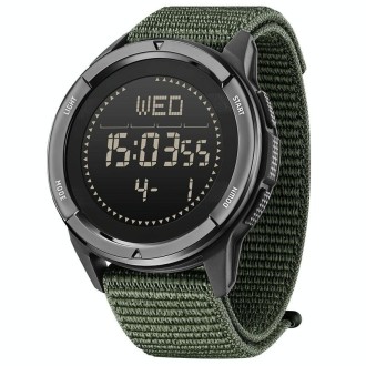 NORTH EDGE ALPS Outdoor Waterproof Men Carbon Fiber Digital Nylon Strap Smart Sports Watch(Army Green)