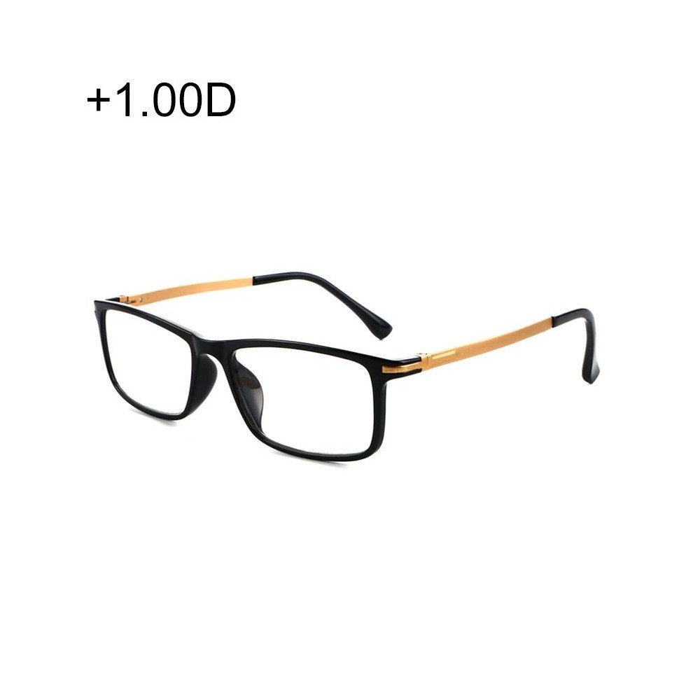 Black Frame Spring Hinge Anti Fatigue & Blue-ray Presbyopic Glasses, +1.00D