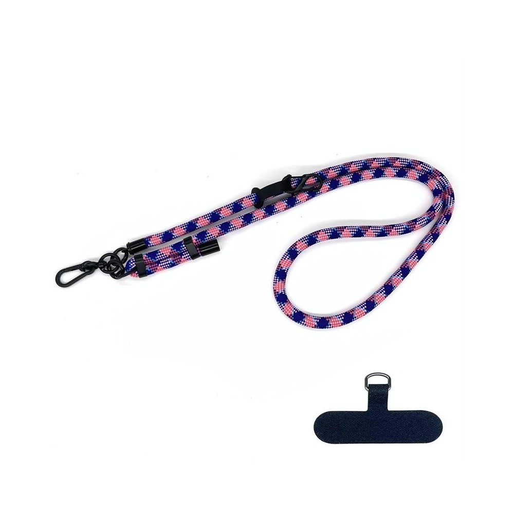 10mm Thick Rope Mobile Phone Anti-Lost Adjustable Lanyard Spacer(Dark Blue Pink Diamond Pattern)