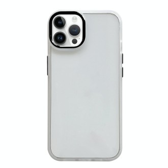 For iPhone 13 Pro Clear Acrylic Soft TPU Phone Case with Metal Button(White)