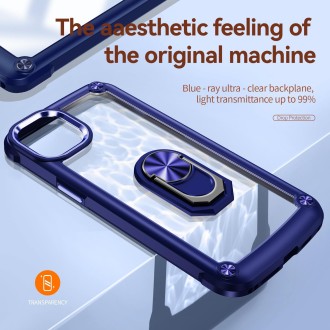 For iPhone 14 TPU + PC Lens Protection Phone Case with Ring Holder(Blue)