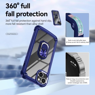 For iPhone 14 TPU + PC Lens Protection Phone Case with Ring Holder(Blue)