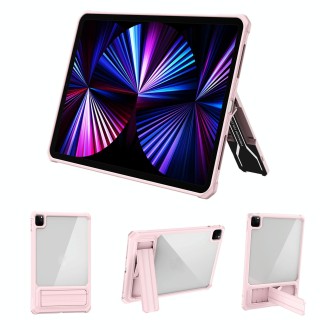 For iPad Pro 11 2020 / 2021 Transparent Acrylic PC TPU Tablet Case with Holder(Pink)