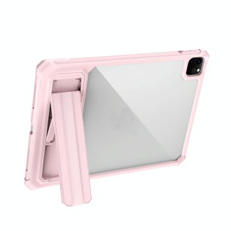 For iPad Pro 11 2020 / 2021 Transparent Acrylic PC TPU Tablet Case with Holder(Pink)